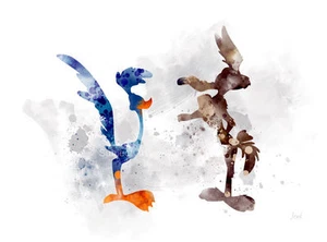 IMPRESIÓN ARTÍSTICA Wile E. Coyote y Correcaminos ilustración arte de pared Looney Tunes regalo - Imagen 1 de 2