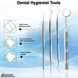 Hygienist Dental Scaler Probe Plaque Remover Tartar Scraper Mouth Mirror Handle - Picture 1 of 5