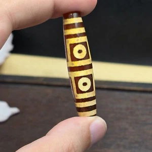 4 eyes himalayan tibetan agate dzi unique pattern spiritual amulet mala bead - Picture 1 of 10