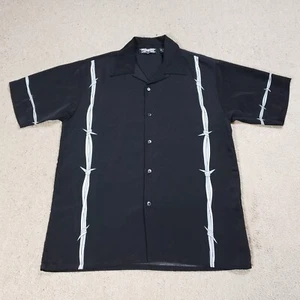 Vintage Y2K Dragonfly Shirt Men Medium Black Barbed Wire Rockabilly Goth - Picture 1 of 7