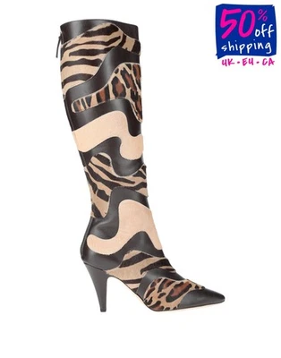 RRP€1149 ALBERTA FERRETTI Leather & Calf Hair Boots US6 UK3 EU36 Made in Italy - Image 1 of 4