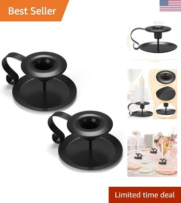 Elegante Juego de 2 Candelabros Negros con Asas, Ideal para Celebraciones en Hogar Foto 1 de 4