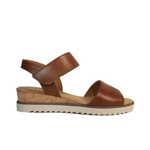 Gabor Raynor 62.750.53 Camel Leather Women's Adjustable Low Wedge Sandals - Picture 1 of 4
