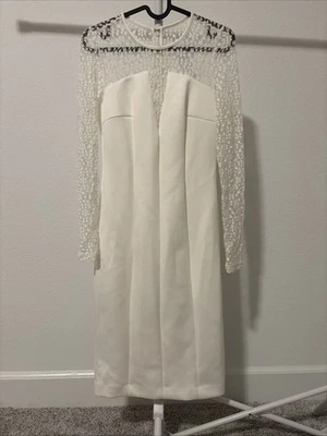 Vestido vaina para mujer Calvin Klein de encaje noche cóctel en marfil Foto 1 de 2