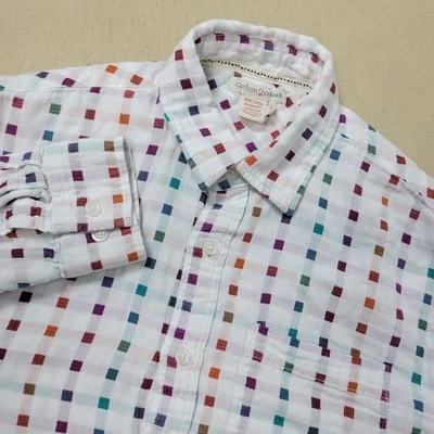 Carbon 2 Cobalt Mens Small White All Over Block Button Up Long Sleeve - Image 1 of 4