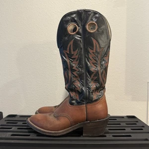 Tony Lama Cowboy Boots Size 10 D 6633 Vintage Buckaroo Tall USA Red Black Brown - Picture 1 of 15