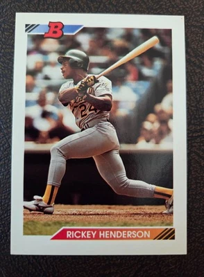 1992 Bowman Rickey Henderson Card #166  FREE SHIPPING   A's - Image 1 of 2