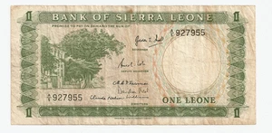 1964 Bank of Sierra Leone One Leones  Paper Money ~ Prefix A/5 - Picture 1 of 2