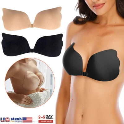 Silicone Gel Invisible Bra Self-adhesive Push Up Strapless Buckle Contraction - Image 1 of 4