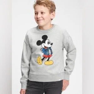 Gap Kids Disney Mickey Mouse Graphic Crewneck Long Sleeve Grey XL Sweatshirt - Picture 1 of 6