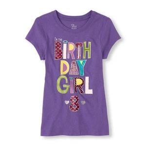 ~NEW~ 8th BIRTHDAY GIRL 8 Years Girls Graphic Shirt 7-8 Medium Gift! Purple SS - Picture 1 of 3