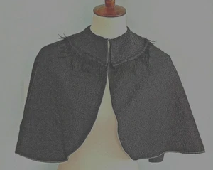 Vintage Capelet Black Jacquard with Fringe Collar - Picture 1 of 8