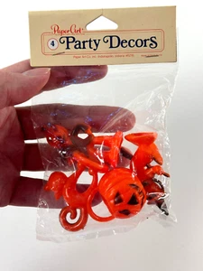 vtg Halloween Party Decors Paper Art in Package cat witch pumpkin - Picture 1 of 6