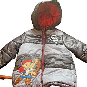 Disney Jake & the Neverland Pirate Puffer Hooded Jacket youth kids size 5-6 - Picture 1 of 16
