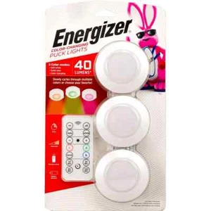Energizer 3pk 40 Lumen LED Puck Light Wireless Color Changing Cabinet w Remote - Picture 1 of 12