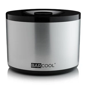 Barcool 10L Ice Bucket with Lid & Stainless Steel Ice Tongs - Round Silver - Picture 1 of 5