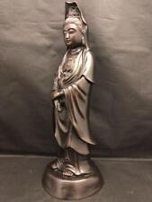 KANNON BOSATSU Buddha Bronze Large Statue 15.3 inch Japan Vintage Metal Figurine