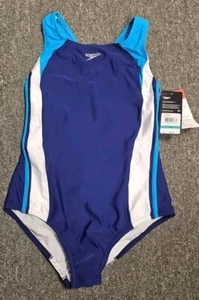 Speedo Girls Swim Suit, Blue & White, Sz 16 NWT - Picture 1 of 3