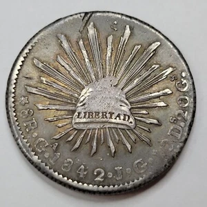1842 Ga Mexico GUADALAJARA Rare Mint Ga JG Lovely Patina *H435 - Picture 1 of 2