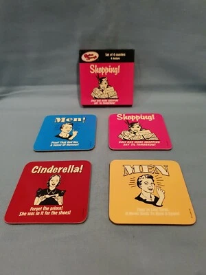 Creative Tops Retro Spoofs Set de 4 Diferentes Diferentes Diseñadas Respaldadas de Corcho Nuevo en Caja Foto 1 de 3