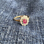9ct gold diamond ruby cluster ring