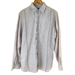 Structure Mens 100% Linen Button Up Shirt Sz S Light Blue Coastal Sun Fade - Picture 1 of 22