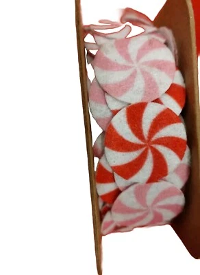 5 yd Roobee Mara-Mi CHRISTMAS RIBBON TRIM PEPPERMINT CANDY Cut-out DIY Holiday - Image 1 of 3