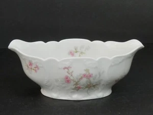 Antique GDA Limoges Gravy Condiment 8” Serving Bowl France Pink Flowers - Imagen 1 de 8