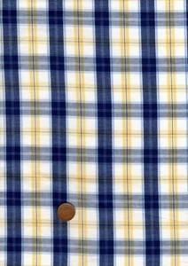 100% Cotton Fabric Medium Tartan Blue Yellow White Patchwork Craft - Imagen 1 de 1