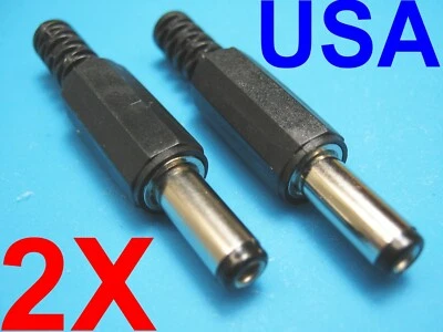 Two 5.5mm x 2.5mm/2.1mm Coaxial DC Power Plug Solder Terminals 14mm Barrel CCTV - Image 1 of 4