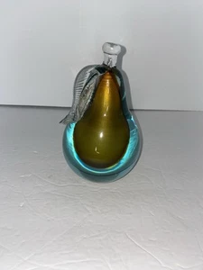 Murano Art Glass 3LB 12OZ Pear 7" Tall Paper Weight/Bookend/Decor Pear In A Pear - Picture 1 of 6