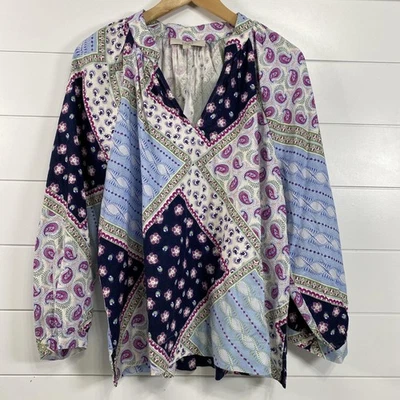 Blusa LOFT Mujer Grande Multicolor Patchwork Paisley Floral Boho Campesina Nueva con Etiquetas Foto 1 de 4