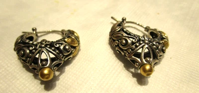 PENDIENTES ARO PERFORADOS CON FLORES DE PLATA ESTERLINA ORO 18K BARBARA BIXBY Foto 1 de 4