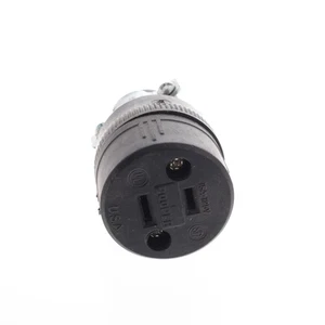 Cooper 224 Black Thermoplastic Straight Blade 1-15R 15A Rubber Bulk Connector - Picture 1 of 6