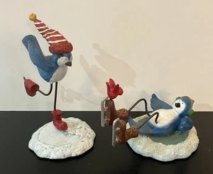 (2) Russ Winter Blue Birds Figuren Merrily We Tweet Along/Tweet Along With Me - Bild 1 von 10