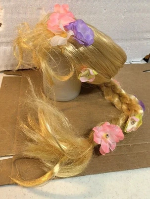 Peluca de Vestir Rapunzel con Trenza Disney Store Cabello Sintético Rubio Enredado Foto 1 de 3