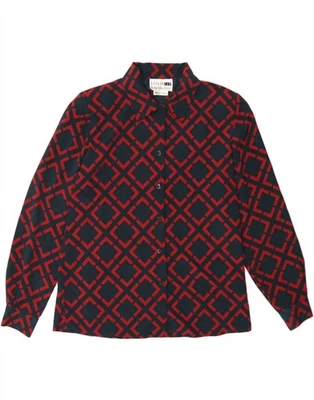 LESLIE FAY женщин длинная рубашка блузка США 8 средний красный геометрический CB06 - Изображение 1 из 3