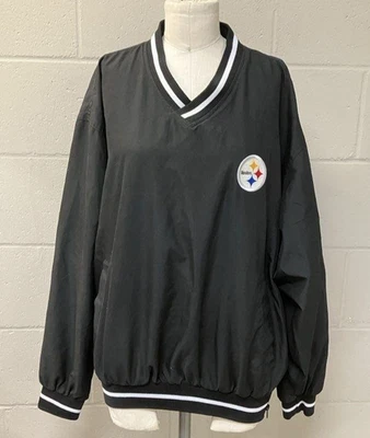 Pittsburgh Steelers M Fútbol NFL Negro Forrado Pullover Rompevientos Chaqueta, Usada en Excelente Condición Foto 1 de 4