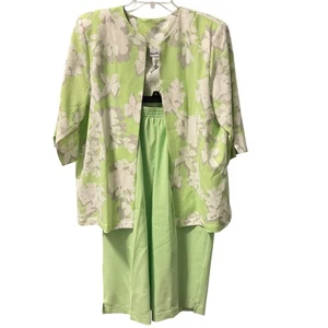 BonWorth Damen Blumen zweiteiliges Set L/XLP grün & weiß 100% Polyester Frühling - Bild 1 von 11