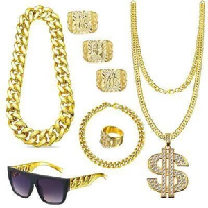 80s 90s Hip Hop Costume Kit Rapper Accessories Outfit for Men Women Halloween - Picture 1 of 7