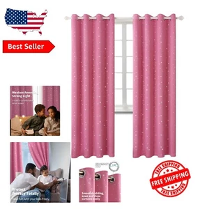 Kids Blackout Curtains - Silver Star Print Grommet Panels, Set of 2 (52"x108") - Picture 1 of 12