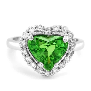 Tsavorite Granatring 2,79 Karat Verlobungsring grün Tsavorit mit Diamanten - Bild 1 von 3