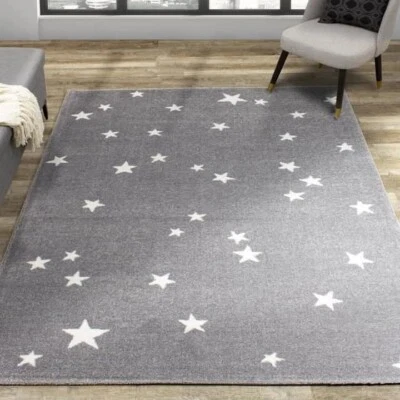 Geometric Modern Rugs Hand - Tufted Carpets 5x8 Rugs star Grey/White - Image 1 of 4