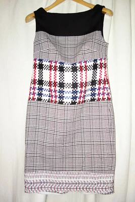 TALBOT RUNHOF Raffiniertes Etuikleid Patchwork Karos/schwarz  top Zustand 38 - Bild 1 von 4