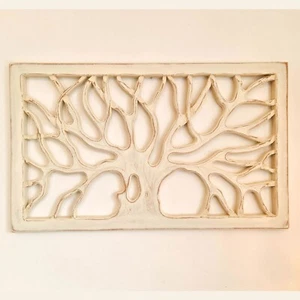 Bohemian Decorative Wall Art Sculpture Room Decore Headboard Distressed White - Picture 1 of 10