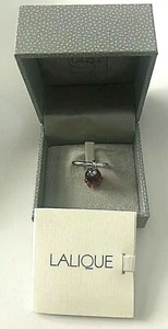 LALIQUE Muguet STERLING, Crystal Ring Red Lily Bell NEW Mint in Box U PICK SIZE