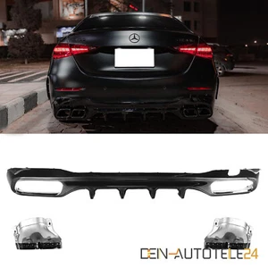 Heckdiffusor Endrohr Doppel Auspuff für Mercedes W206 S206 SCHWARZ AMG C63 - Bild 1 von 6