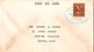 1938 USA Service SS Limon United Fruit Company UFC First Day Cover To MA Boston - Picture 1 of 2