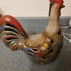 Vtg 11.5" Ceramic Hen Statue Figurine Light Up Battery Timed Light Farmhouse - Picture 1 of 4