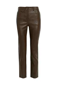 Pantalones JOSEPH Peluche Elástico Cuero Piel de Cordero Marrón FR 44 12 L NUEVOS Hechos en Francia - Imagen 1 de 12
